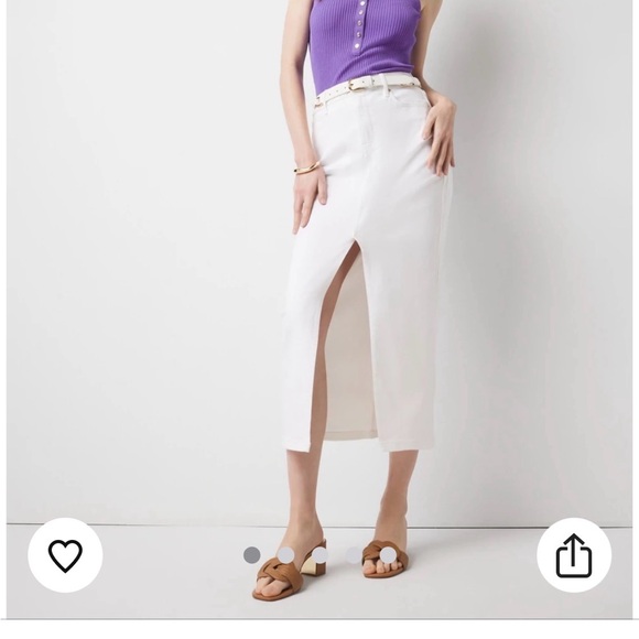 White House Black Market Dresses & Skirts - NWT Classic White Denim Maxi Pencil Skirt with Front Slit